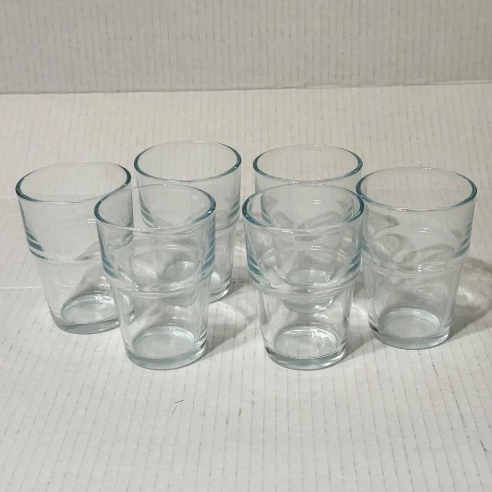 NIB IKEA REKO Set of 6 Stackable Clear 6 oz. Drinking Juice Glasses
